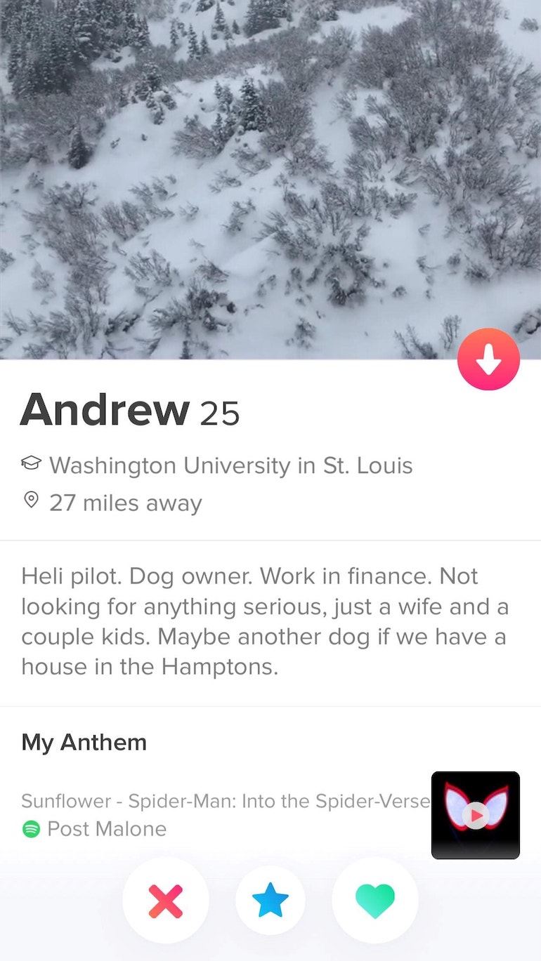 tinder profile example for men