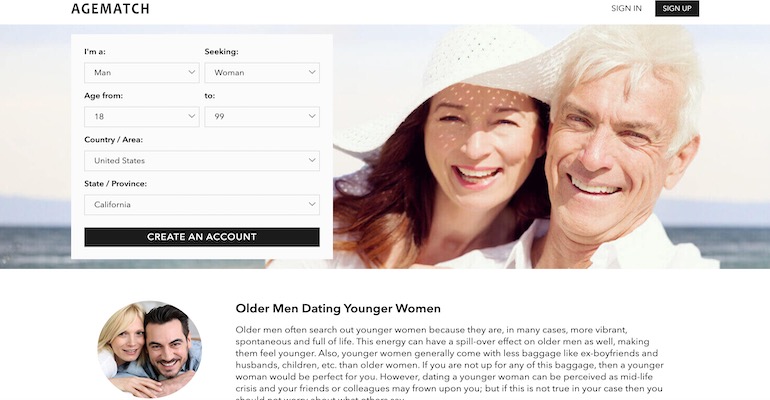 agematch homepage screenshot