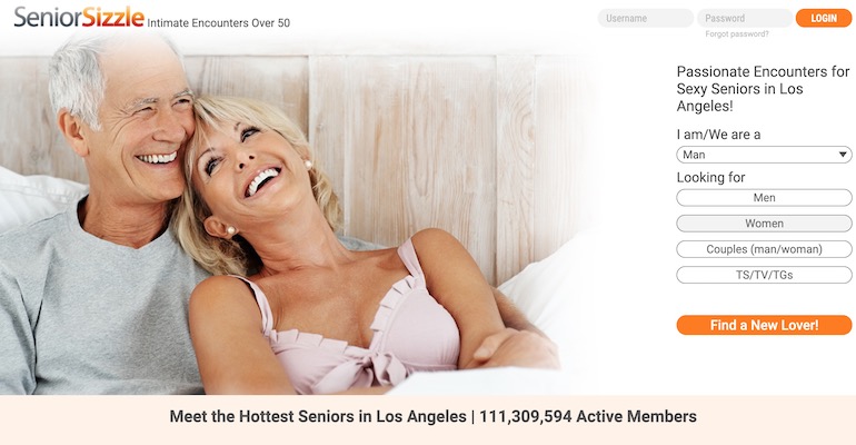 homepage screenshot of seniorsizzle