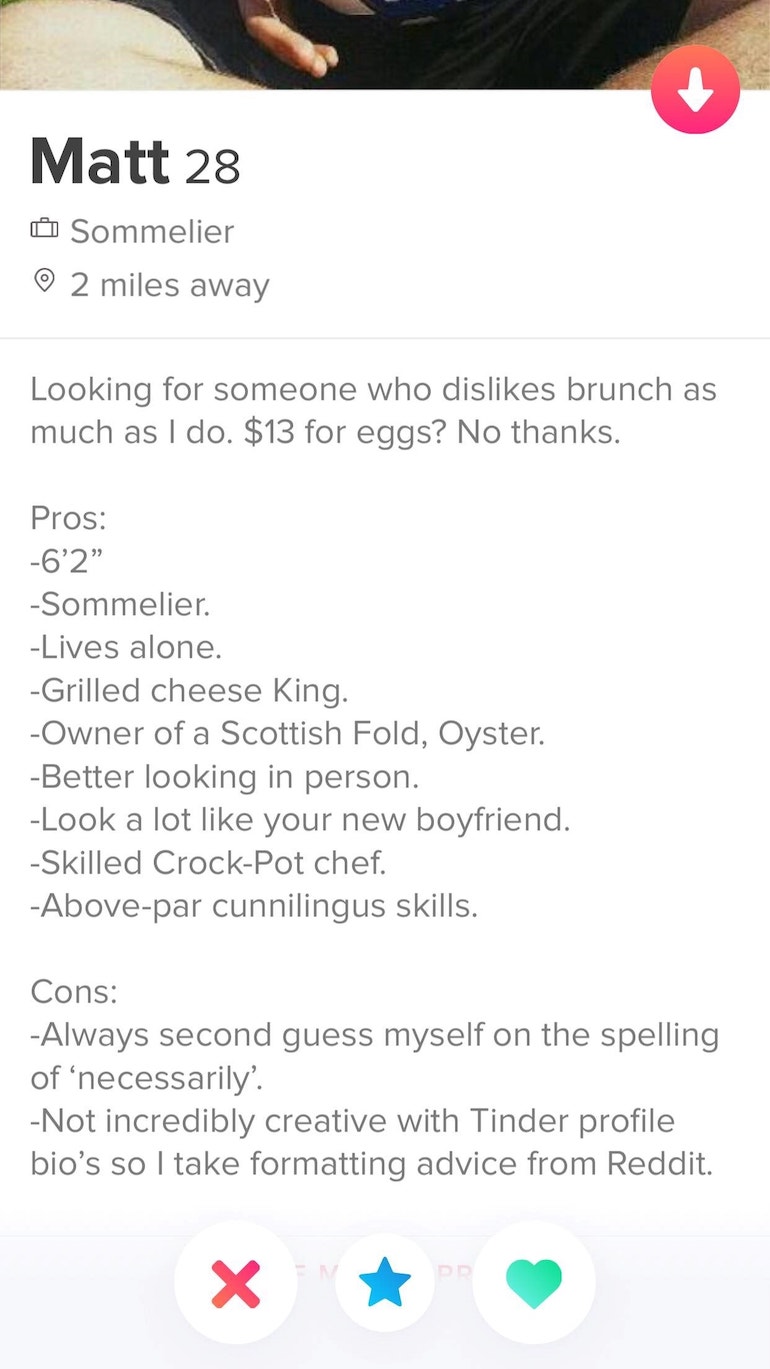 tinder profile example for men